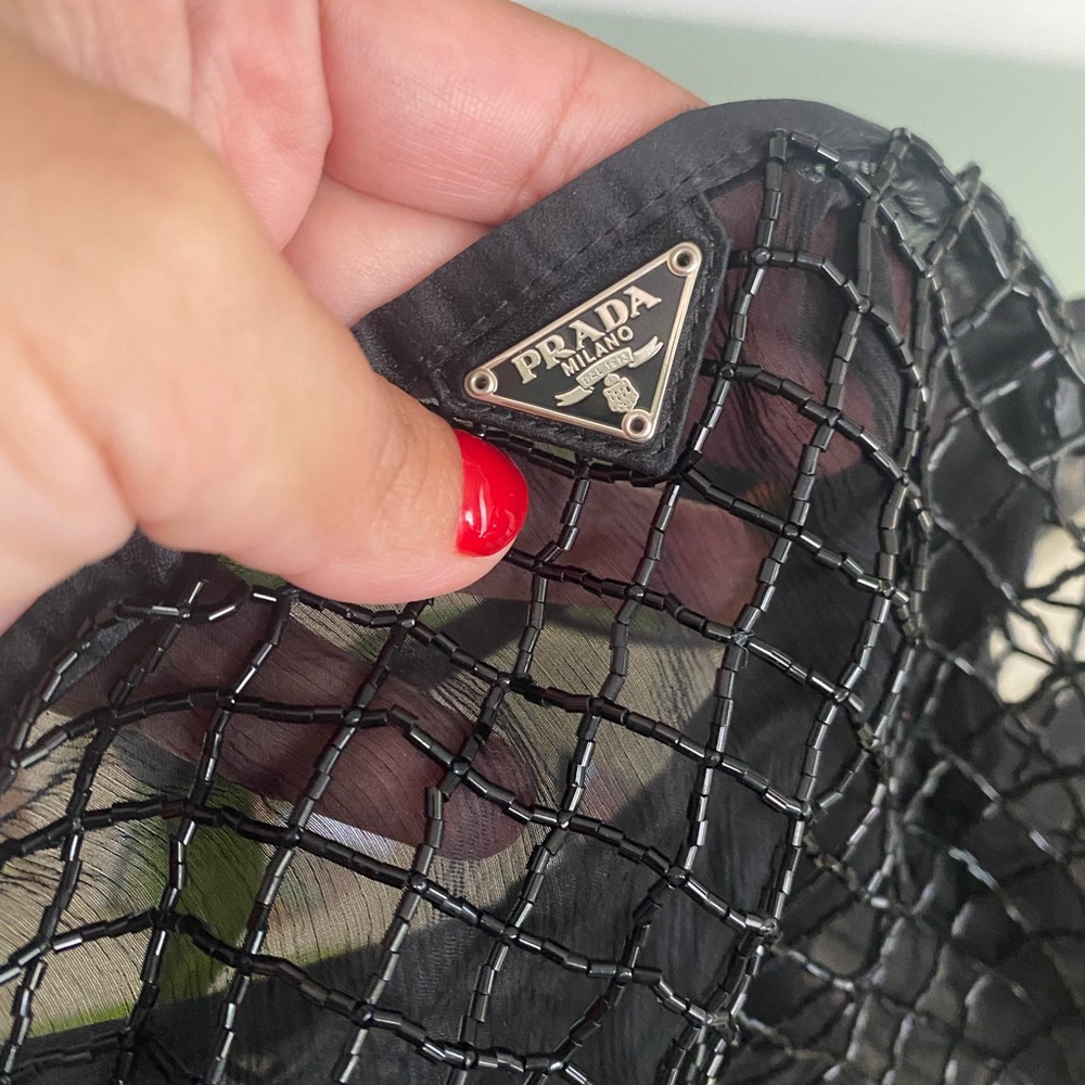 Rare Collectors Vintage Prada black beaded silk chiffon mini bag - Picture 5 of 10